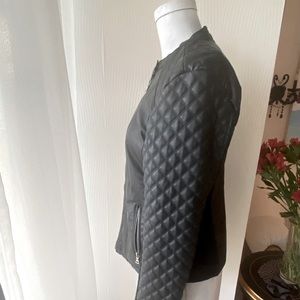 Short jacket vegan leather and stretch Fabric